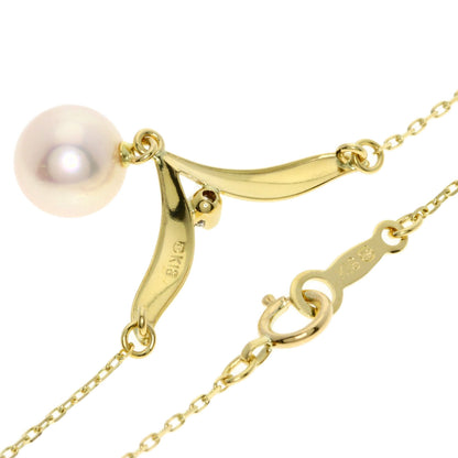 MIKIMOTO Pearl Pearl Diamond Necklace K18 Yellow Gold Ladies [Used]