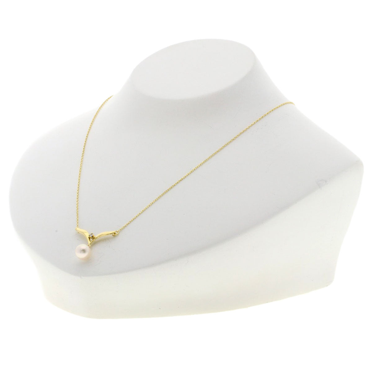 MIKIMOTO Pearl Pearl Diamond Necklace K18 Yellow Gold Ladies [Used]