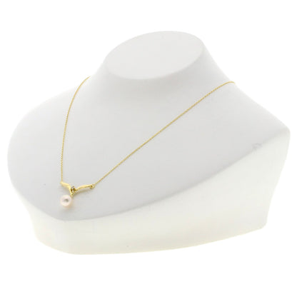 MIKIMOTO Pearl Pearl Diamond Necklace K18 Yellow Gold Ladies [Used]