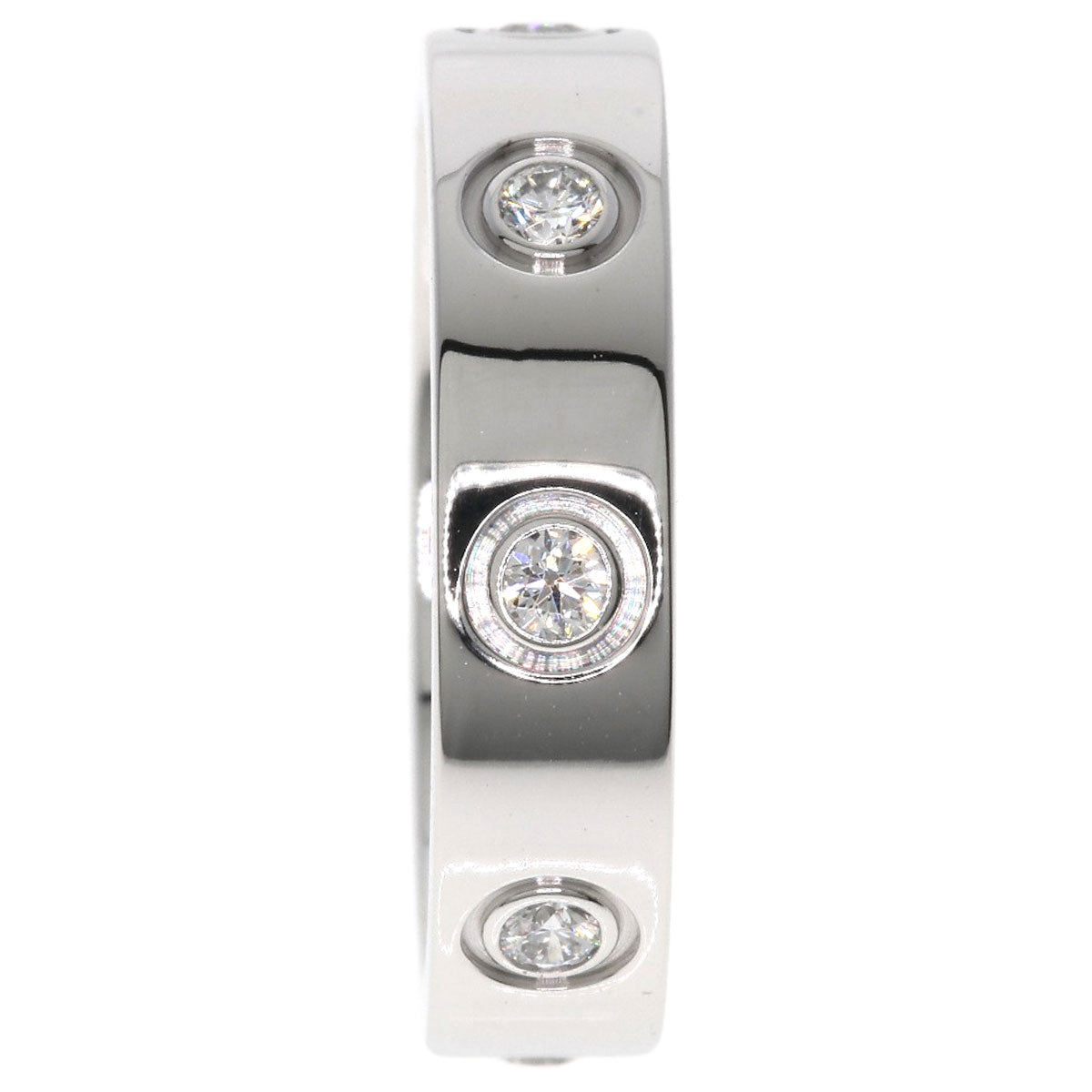 CARTIER mini love ring full diamond #45 Ring K18 White Gold Ladies [Used]