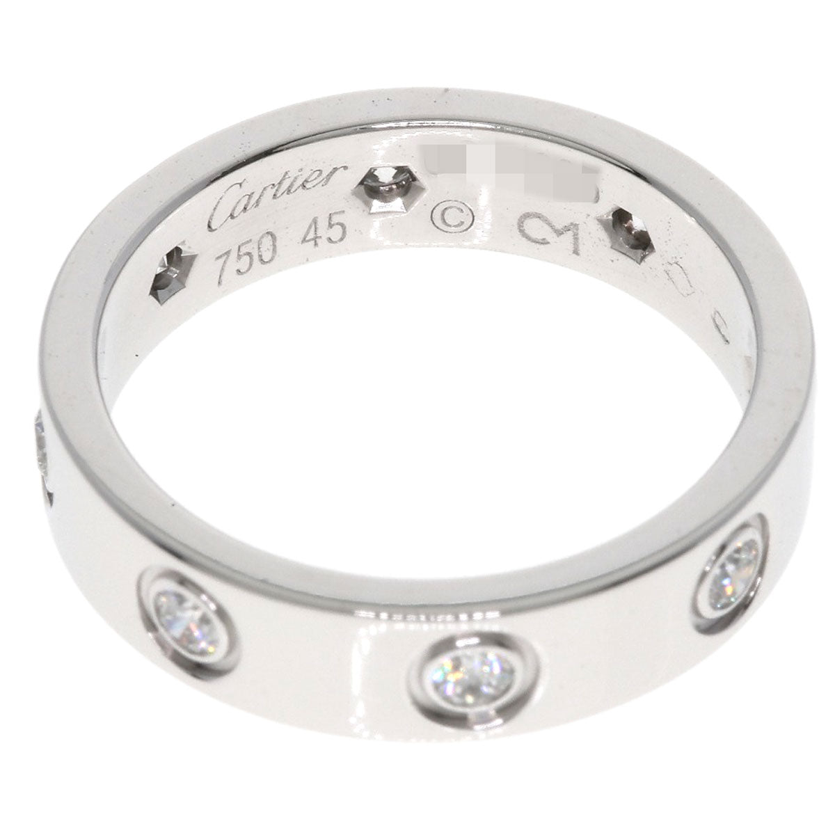 CARTIER mini love ring full diamond #45 Ring K18 White Gold Ladies [Used]