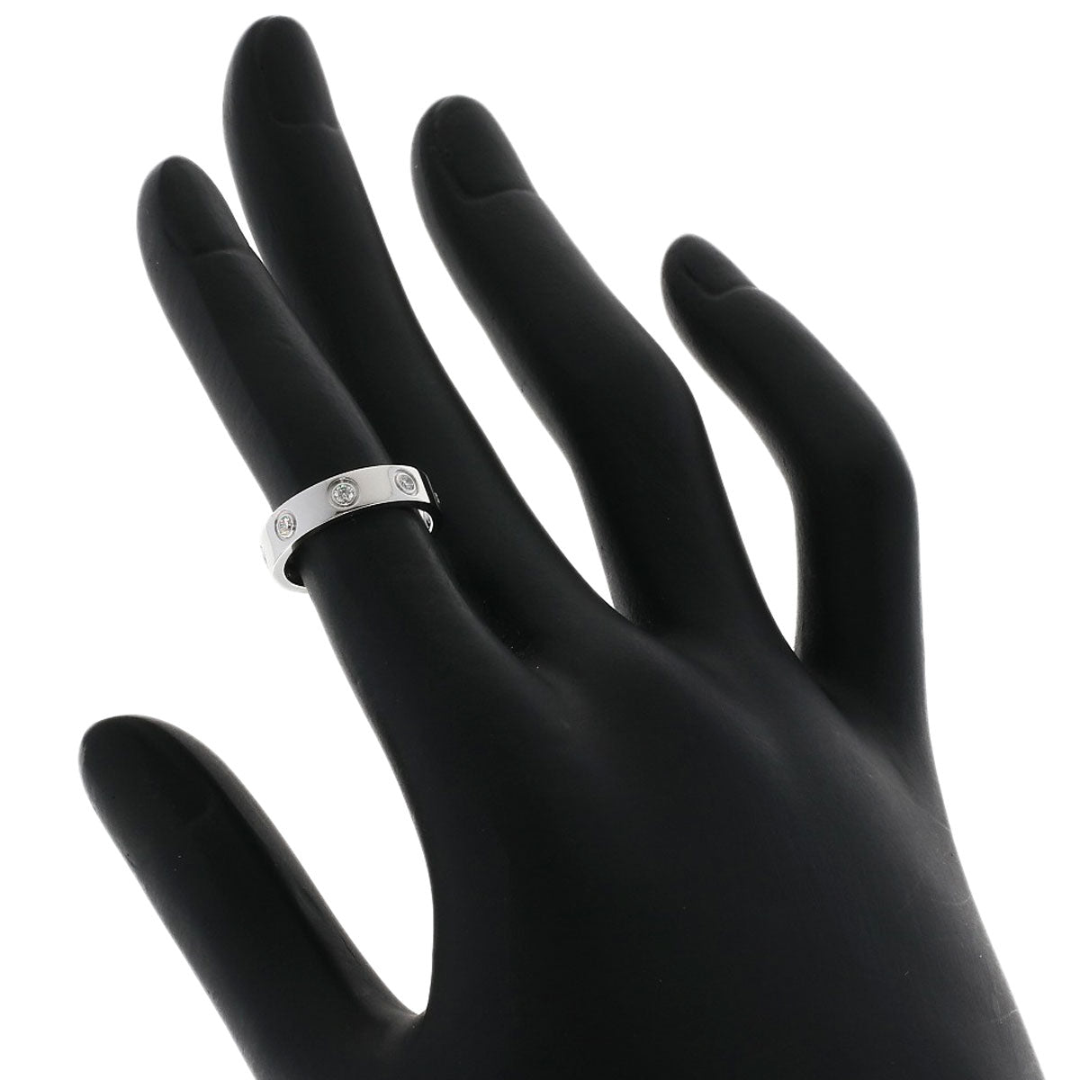 CARTIER mini love ring full diamond #45 Ring K18 White Gold Ladies [Used]