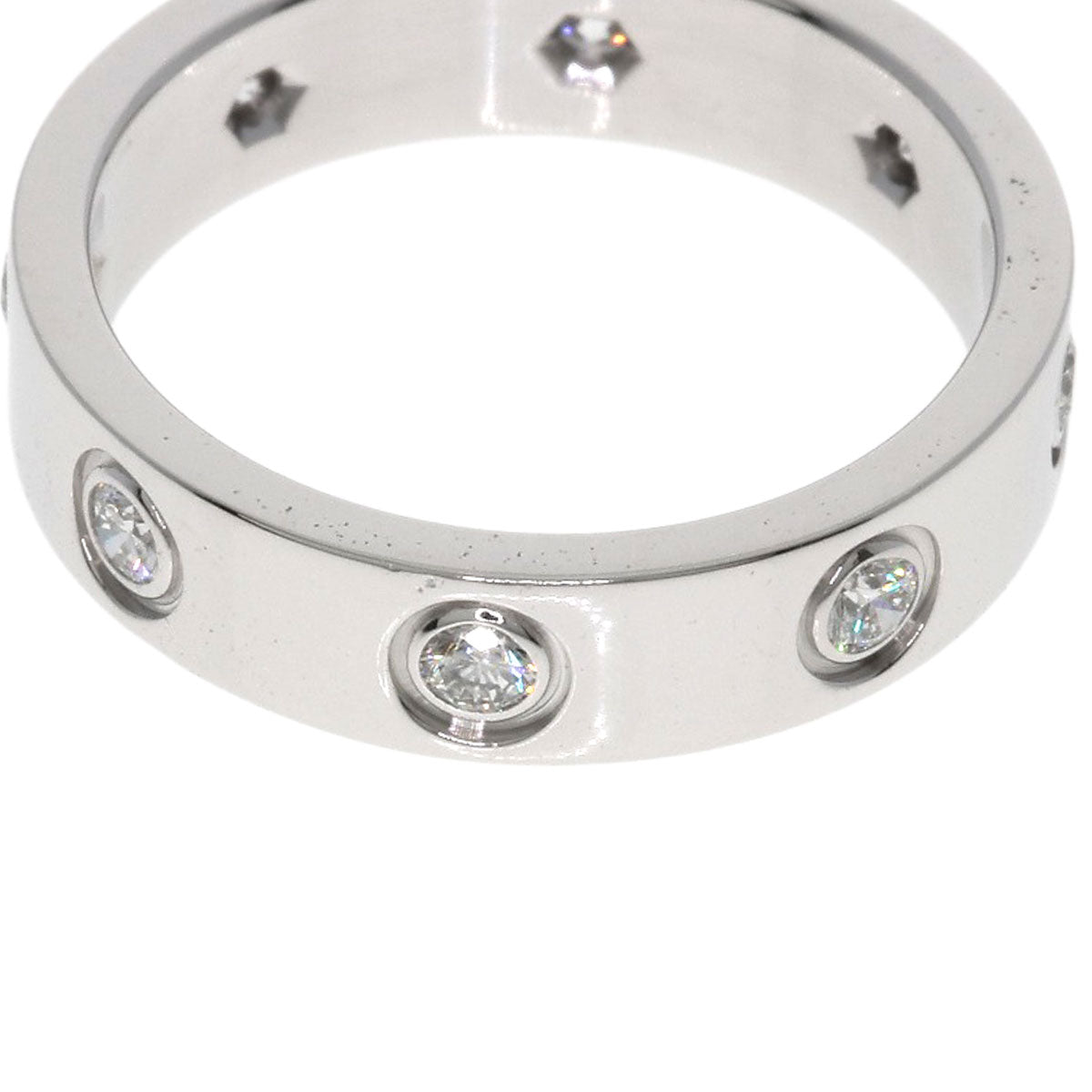 CARTIER mini love ring full diamond #45 Ring K18 White Gold Ladies [Used]