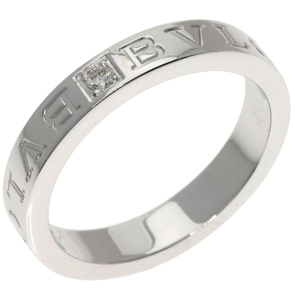 BVLGARI Double Logo Diamond Ring K18 White Gold Ladies [Used]