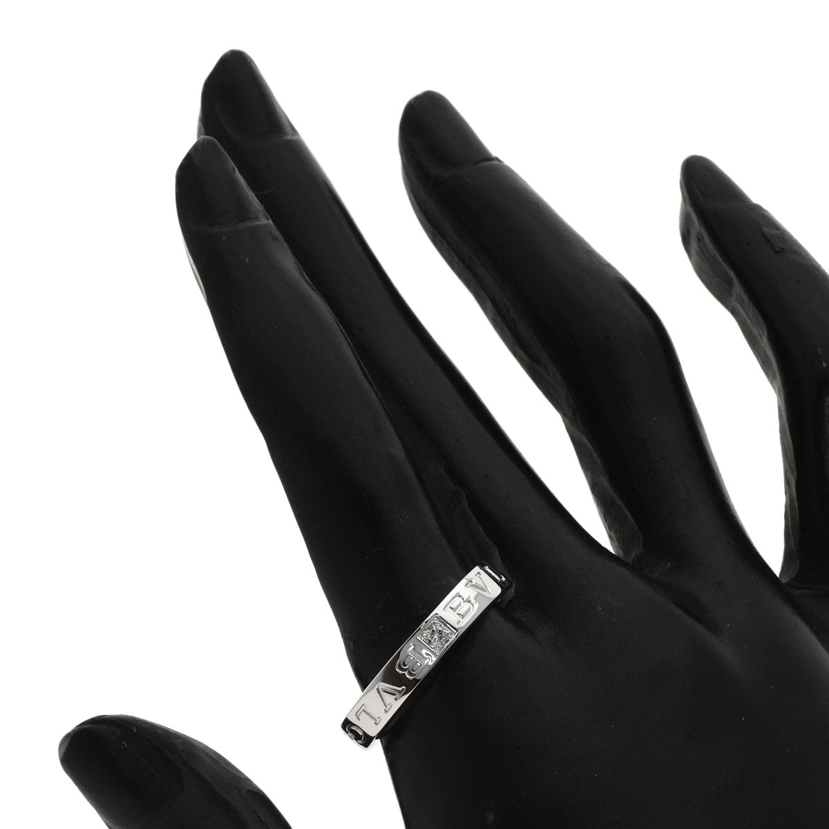 BVLGARI Double Logo Diamond Ring K18 White Gold Ladies [Used]
