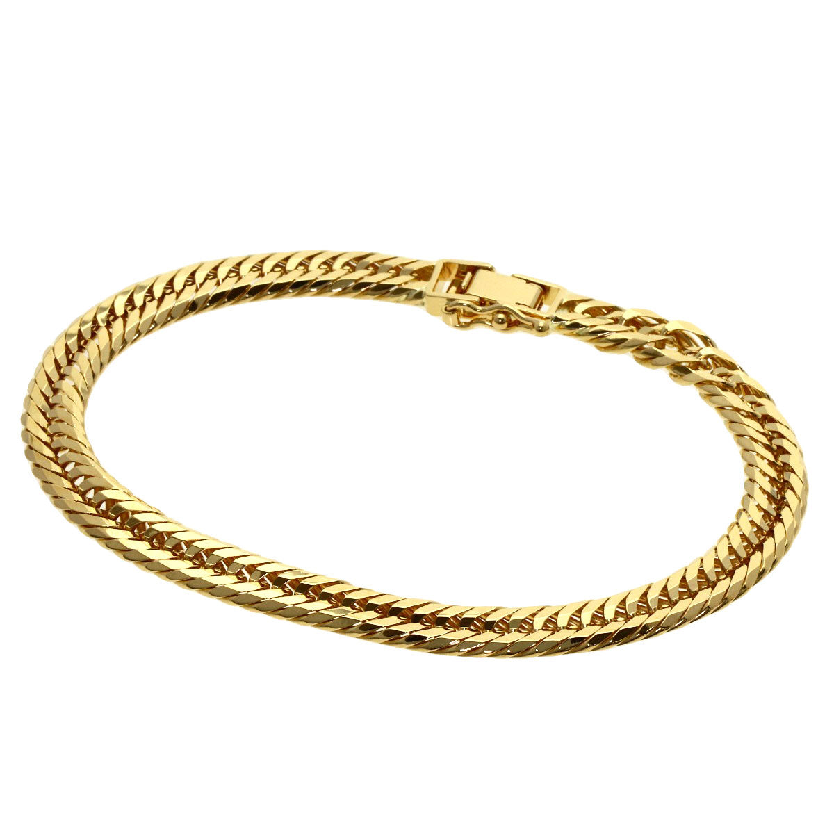 Curb Chain Kihei 12-sided Triple Bracelet K18 Yellow Gold 19.3g　Ladies