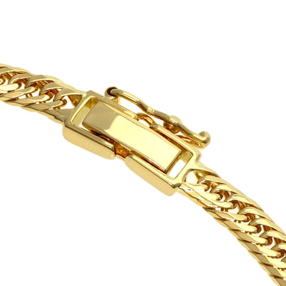 Curb Chain Kihei 8-sided Triple Bracelet K18 Yellow Gold 10.1g　mens
