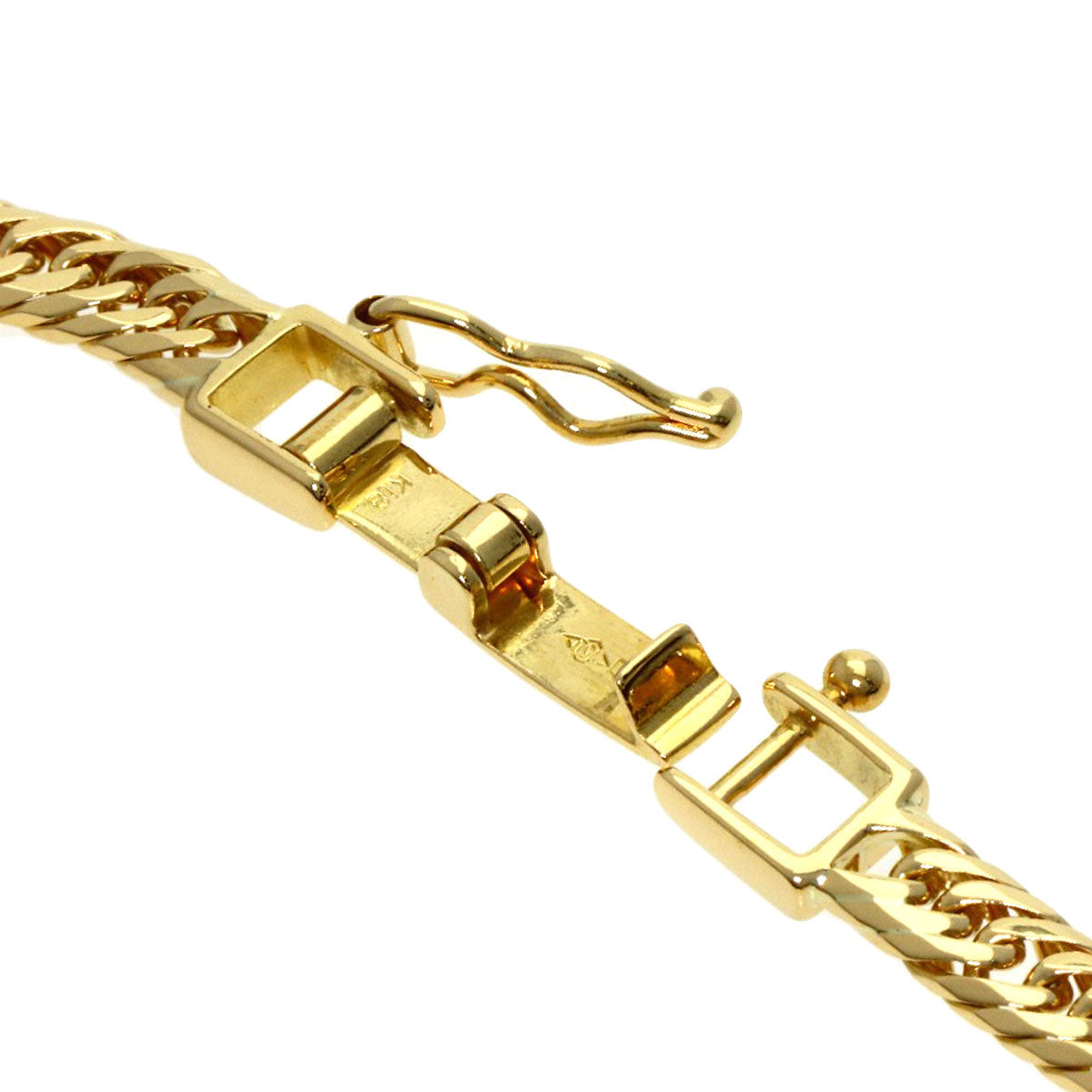 Curb Chain Kihei 8-sided Triple Bracelet K18 Yellow Gold 10.1g　mens