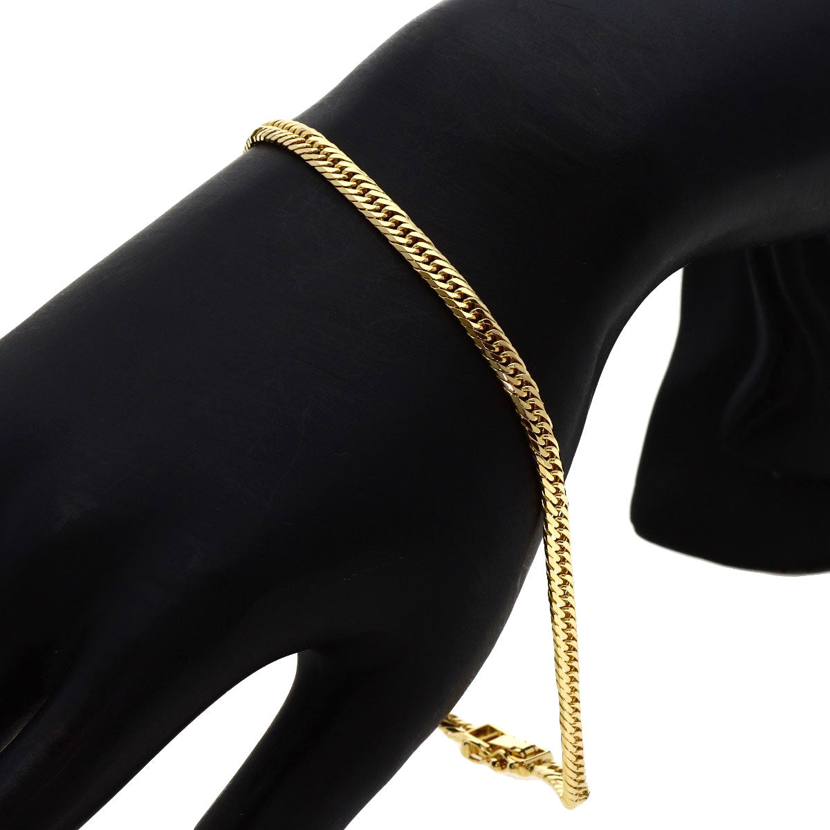 Curb Chain Kihei 8-sided Triple Bracelet K18 Yellow Gold 10.1g　mens