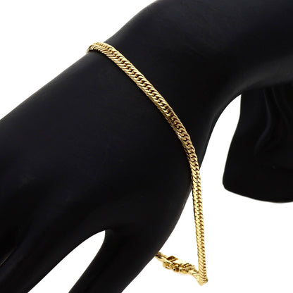 Curb Chain Kihei 8-sided Triple Bracelet K18 Yellow Gold 10.1g　mens