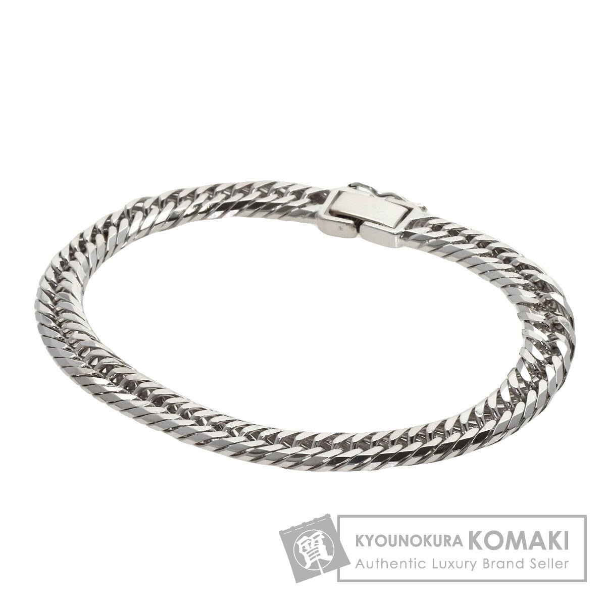 Curb Chain Kihei 8-sided Triple Bracelet K18 White Gold 20.4g　Ladies