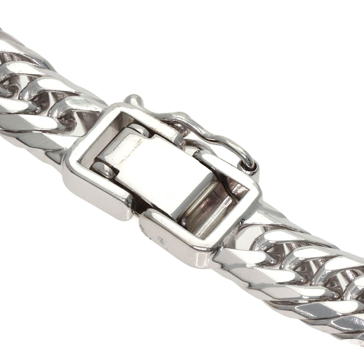 Curb Chain Kihei 8-sided Triple Bracelet K18 White Gold 20.4g　Ladies