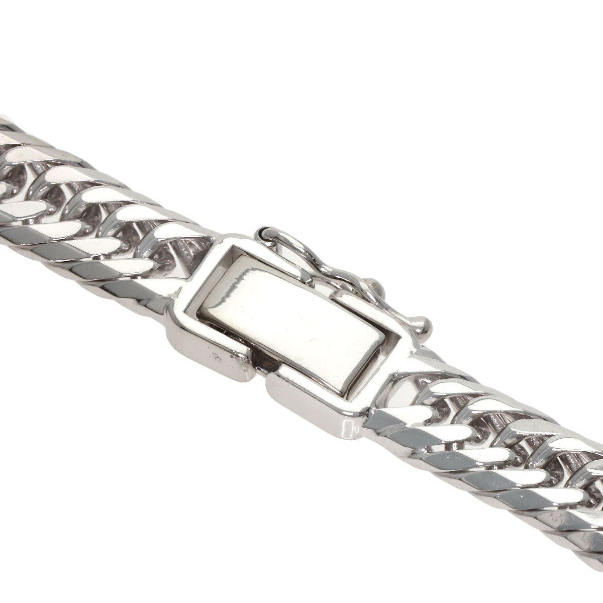 Curb Chain Kihei 8-sided Triple Bracelet K18 White Gold 20.4g　Ladies