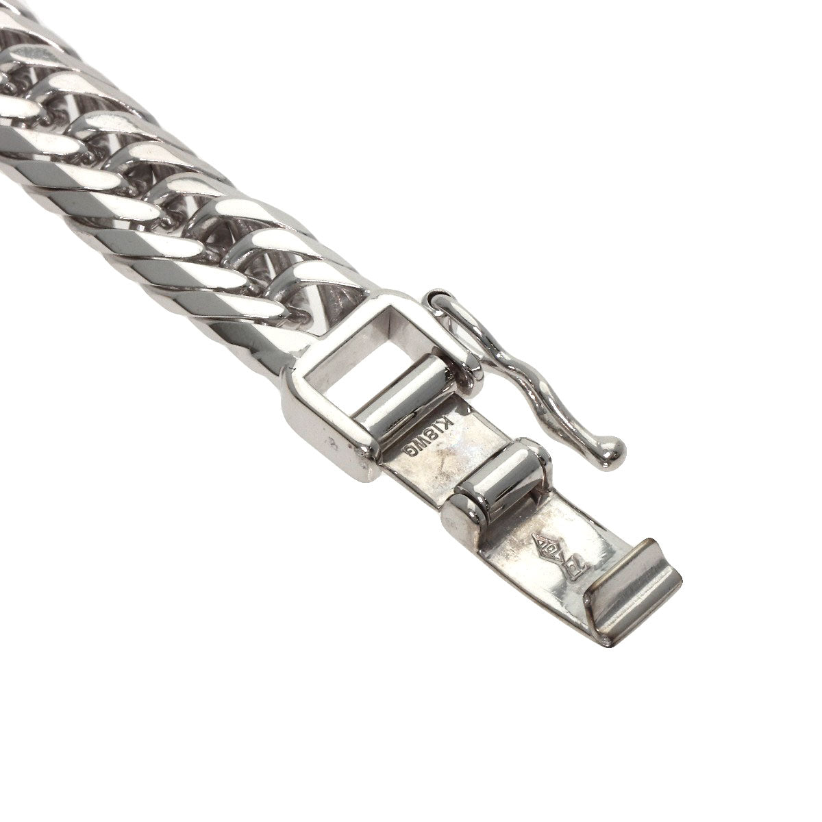 Curb Chain Kihei 8-sided Triple Bracelet K18 White Gold 20.4g　Ladies