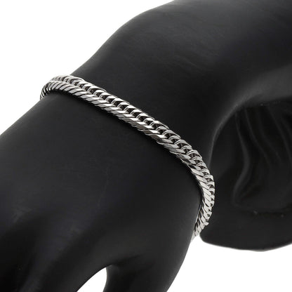Curb Chain Kihei 8-sided Triple Bracelet K18 White Gold 20.4g　Ladies