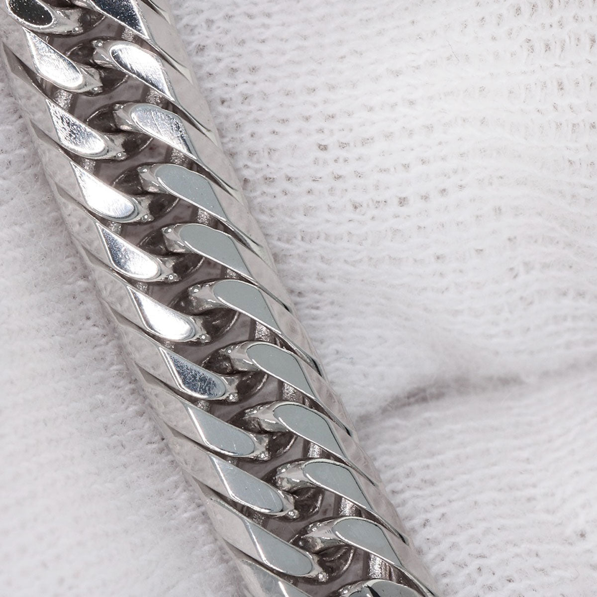 Curb Chain Kihei 8-sided Triple Bracelet K18 White Gold 20.4g　Ladies