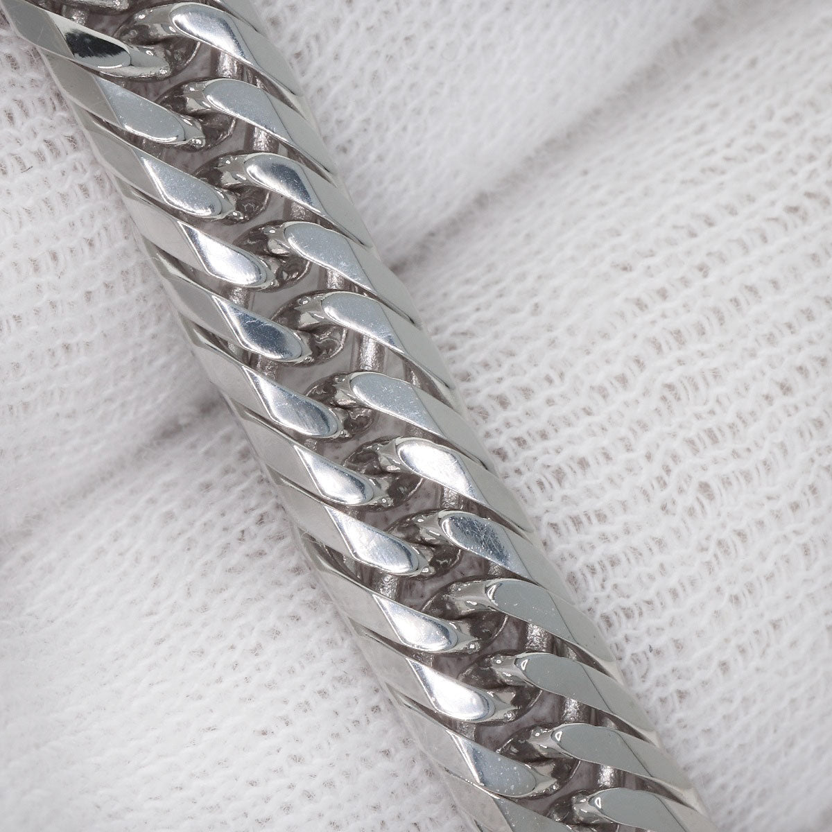 Curb Chain Kihei 8-sided Triple Bracelet K18 White Gold 20.4g　Ladies