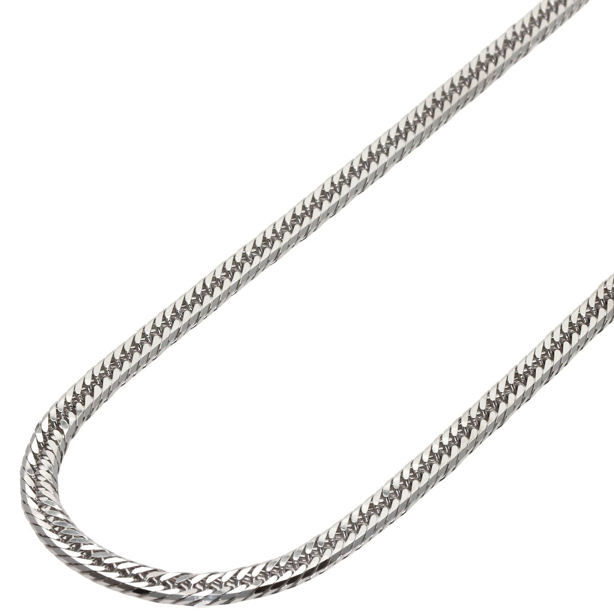 Curb Chain Kihei 8-sided Triple Necklace K18 White Gold 20.4g　Ladies