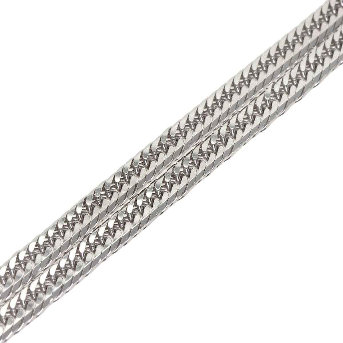 Curb Chain Kihei 8-sided Triple Necklace K18 White Gold 20.4g　Ladies
