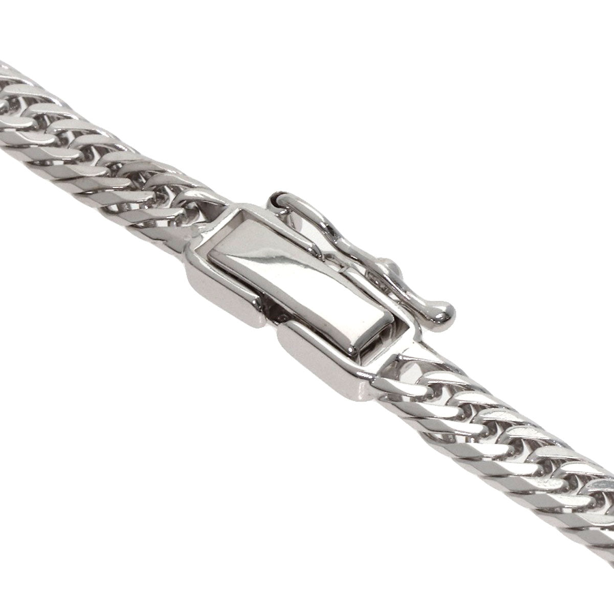 Curb Chain Kihei 8-sided Triple Necklace K18 White Gold 20.4g　Ladies