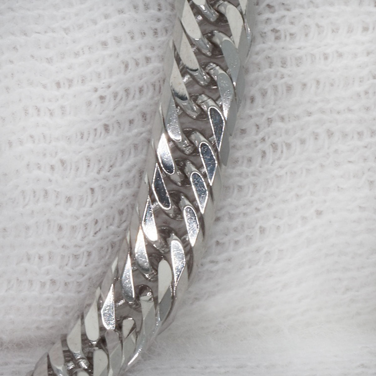 Curb Chain Kihei 8-sided Triple Necklace K18 White Gold 20.4g　Ladies