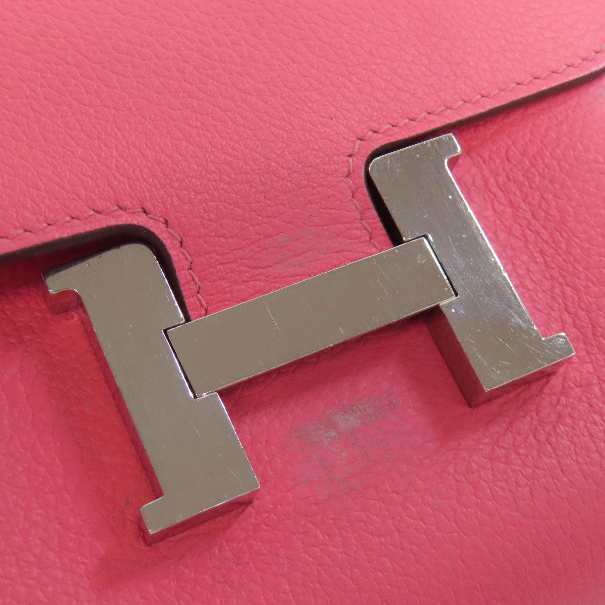 HERMES Constance Compact Silver Hardware Bifold Wallet with Coin Pocket Vaugham Ladies [Used]