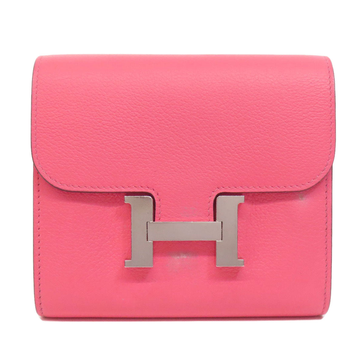HERMES Constance Compact Silver Hardware Bifold Wallet with Coin Pocket Vaugham Ladies [Used]