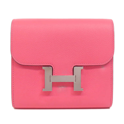 HERMES Constance Compact Silver Hardware Bifold Wallet with Coin Pocket Vaugham Ladies [Used]