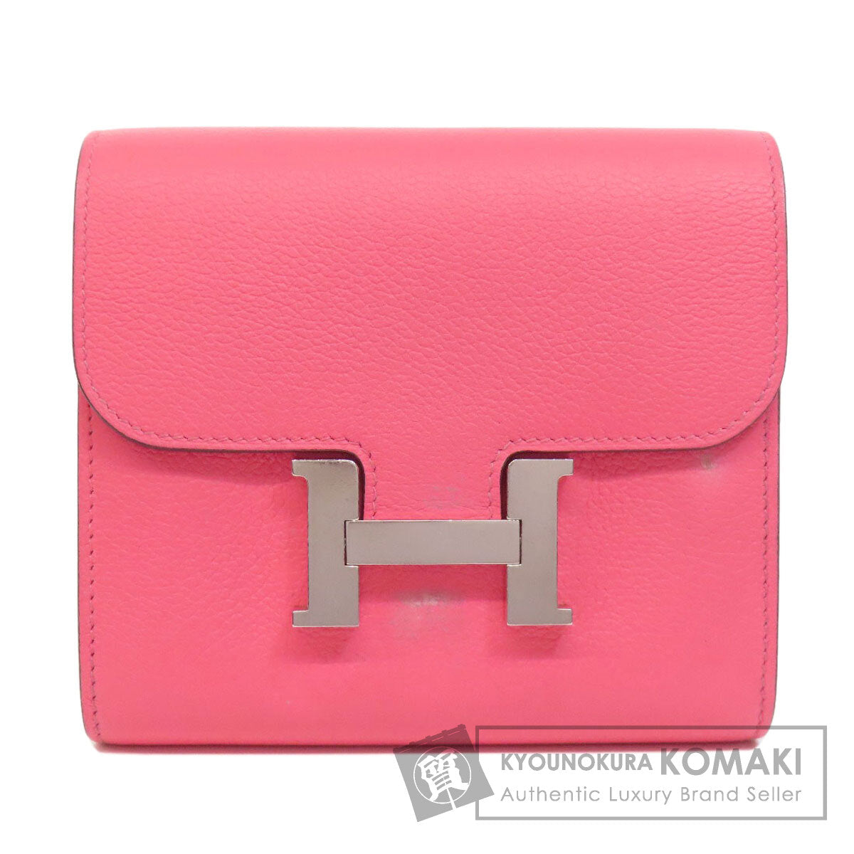 HERMES Constance Compact Silver Hardware Bifold Wallet with Coin Pocket Vaugham Ladies [Used]