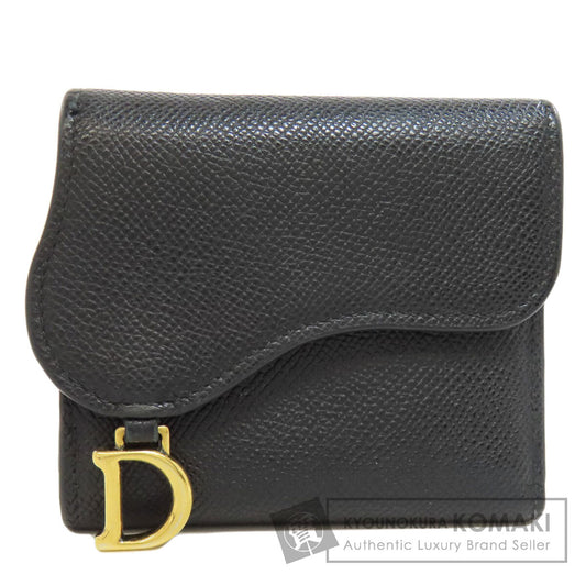 CHRISTIAN DIOR   Bifold Wallet with Coin Pocket Saddle Tri-Fold Wallet Mini Wallet Leather Ladies