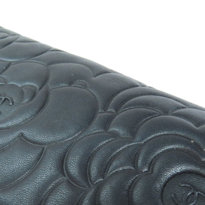 CHANEL   Long wallet (with coin pocket) Camellia COCO Mark SilverHardware Lambskin Ladies