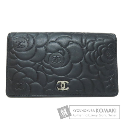 CHANEL   Long wallet (with coin pocket) Camellia COCO Mark SilverHardware Lambskin Ladies