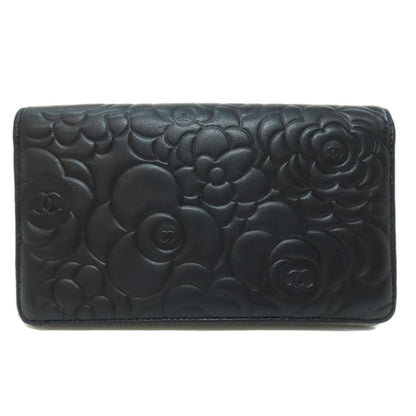 CHANEL   Long wallet (with coin pocket) Camellia COCO Mark SilverHardware Lambskin Ladies