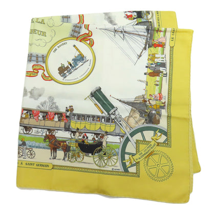 HERMES   Scarf Carre90 Wonderful Steam Engine Silk Ladies