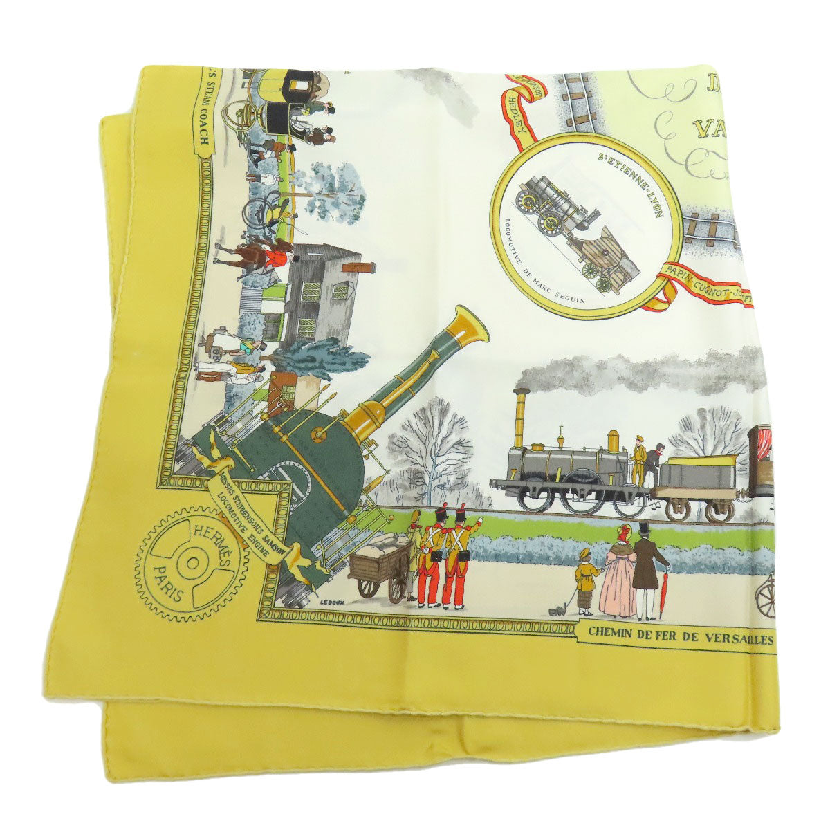 HERMES   Scarf Carre90 Wonderful Steam Engine Silk Ladies