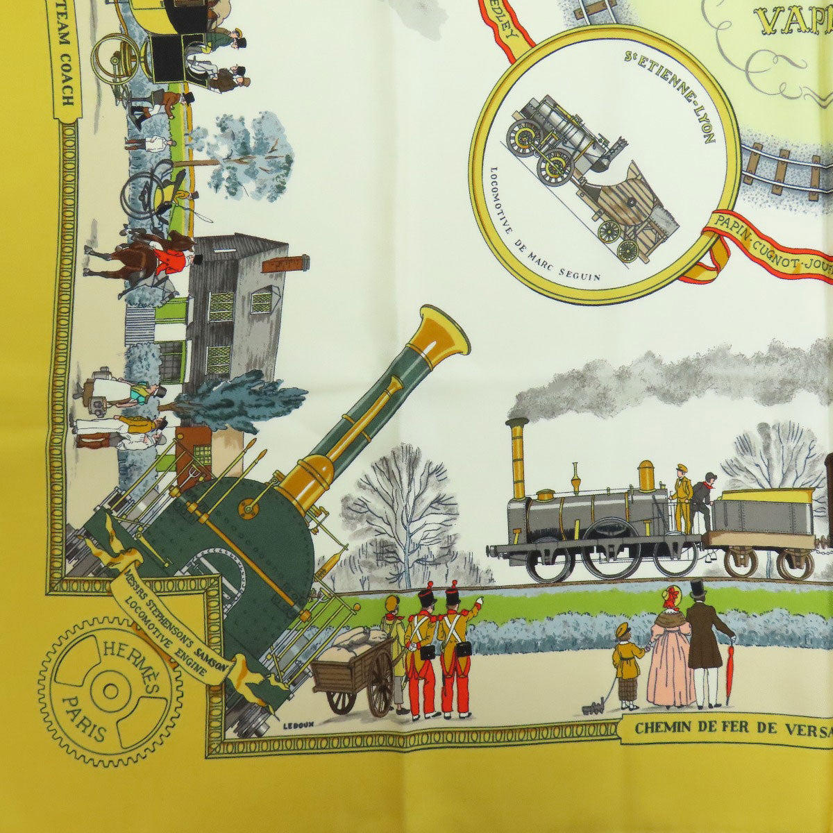 HERMES   Scarf Carre90 Wonderful Steam Engine Silk Ladies