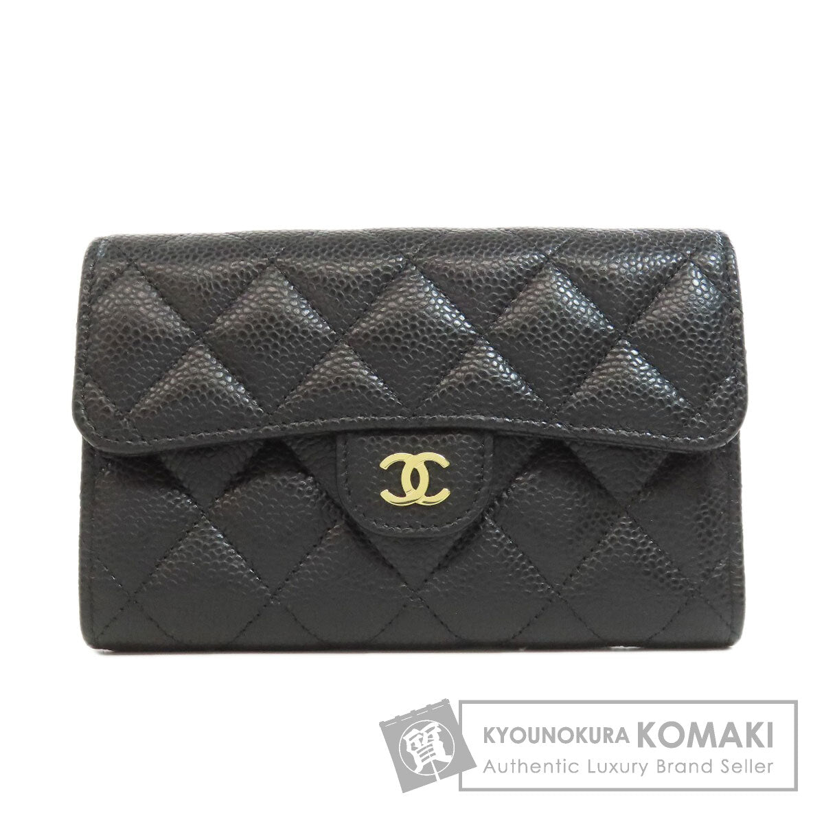 CHANEL   Bifold Wallet with Coin Pocket Tri-fold Wallet Matelasse GoldHardware Grained Calfskin Skin Ladies