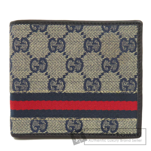 GUCCI  138073 Bifold Wallet with Coin Pocket GG Shelly line Canvas Ladies