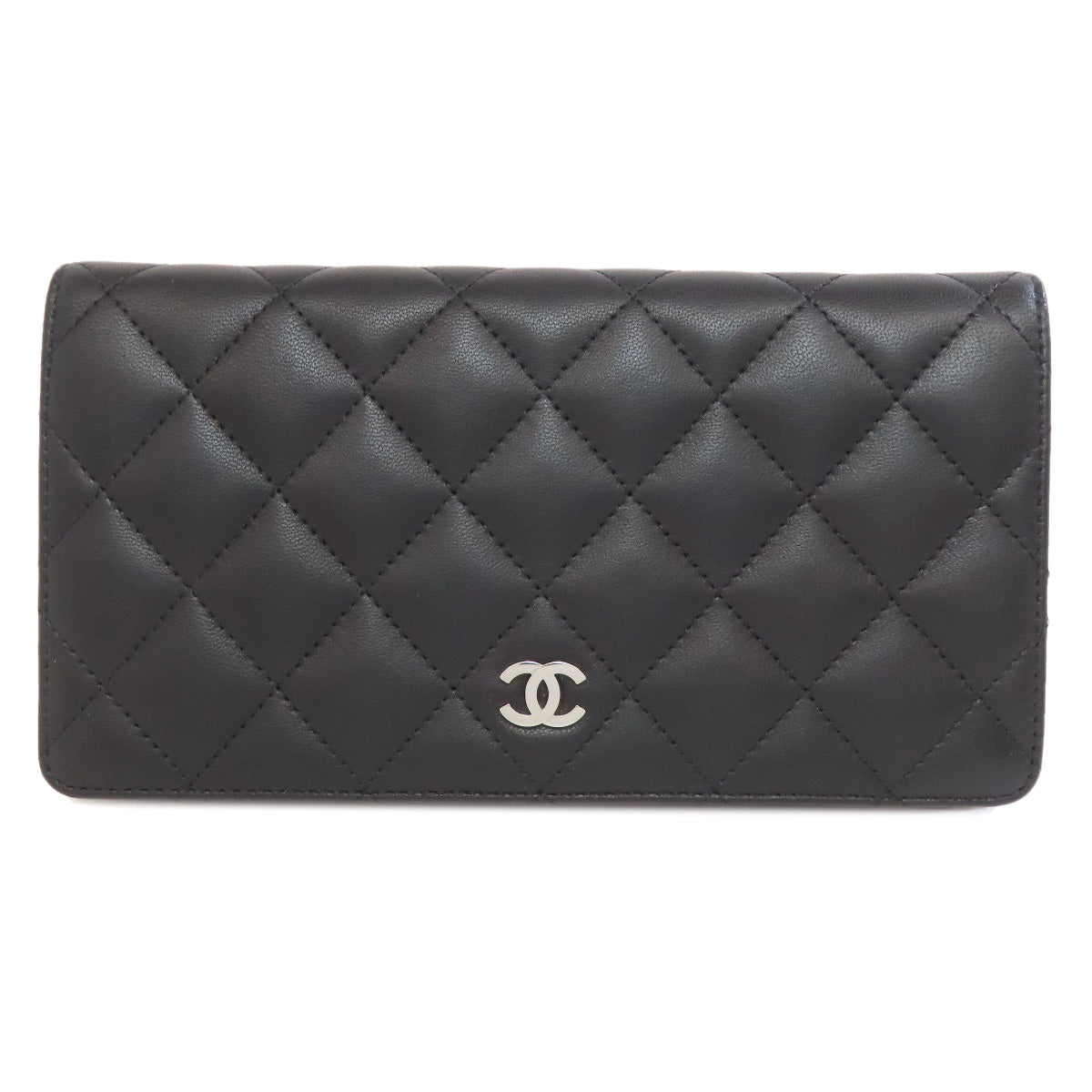 CHANEL   Long wallet (with coin pocket) Matelasse SilverHardware Lambskin Ladies