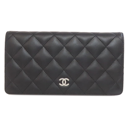 CHANEL   Long wallet (with coin pocket) Matelasse SilverHardware Lambskin Ladies