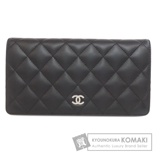 CHANEL   Long wallet (with coin pocket) Matelasse SilverHardware Lambskin Ladies