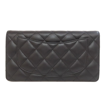 CHANEL   Long wallet (with coin pocket) Matelasse SilverHardware Lambskin Ladies