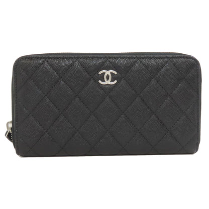 CHANEL   Long wallet (with coin pocket) Matelasse SilverHardware Grained Calfskin Skin Ladies