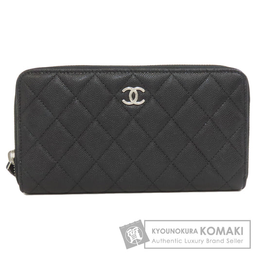 CHANEL   Long wallet (with coin pocket) Matelasse SilverHardware Grained Calfskin Skin Ladies