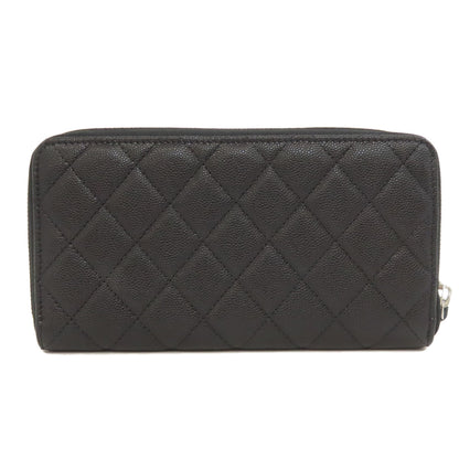 CHANEL   Long wallet (with coin pocket) Matelasse SilverHardware Grained Calfskin Skin Ladies