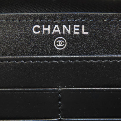 CHANEL   Long wallet (with coin pocket) Matelasse SilverHardware Grained Calfskin Skin Ladies