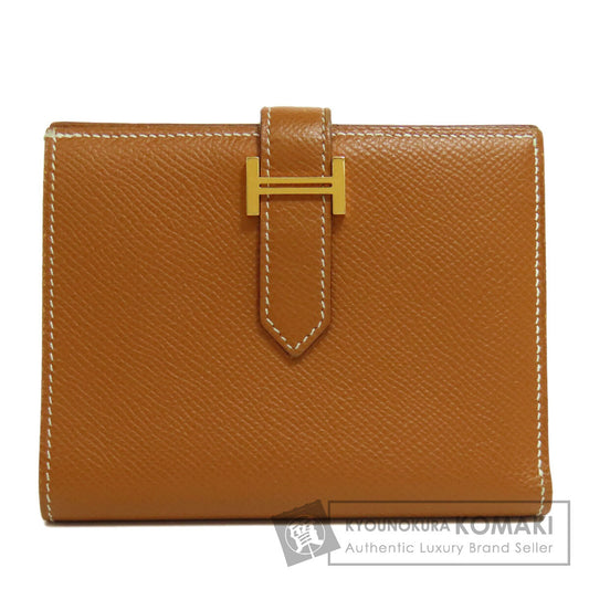 HERMES   Bifold Wallet with Coin Pocket Bearn Compact Gold GoldHardware Epsom Ladies