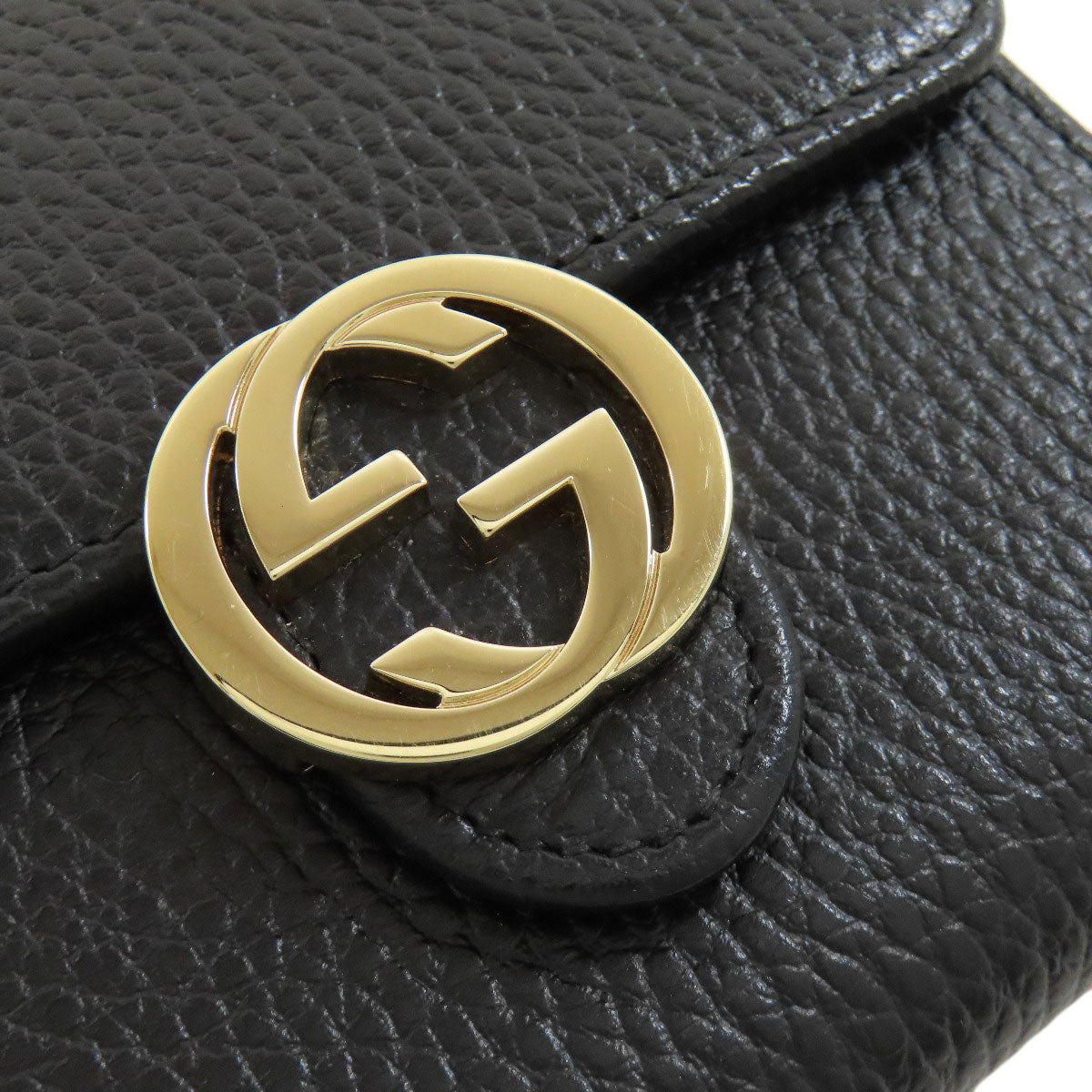 GUCCI  615525 Bifold Wallet with Coin Pocket Interlocking G outlet Leather Ladies