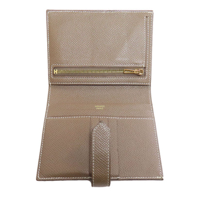 HERMES   Bifold Wallet with Coin Pocket Bearn Compact Etop GoldHardware Epsom Ladies