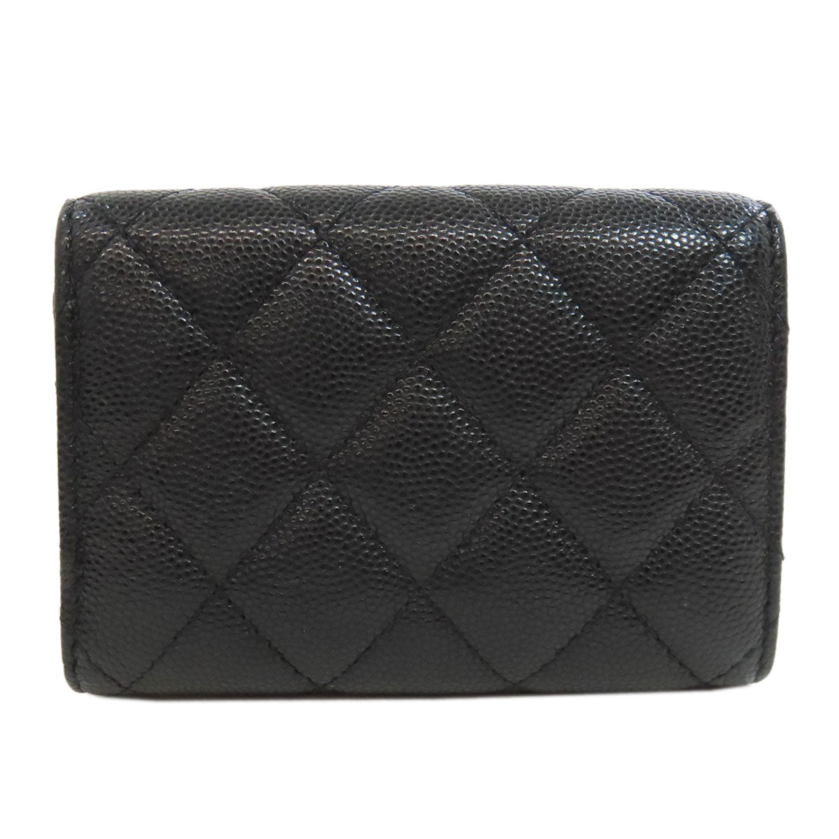 CHANEL   Bifold Wallet with Coin Pocket Tri-fold Wallet Matelasse GoldHardware Grained Calfskin Skin Ladies